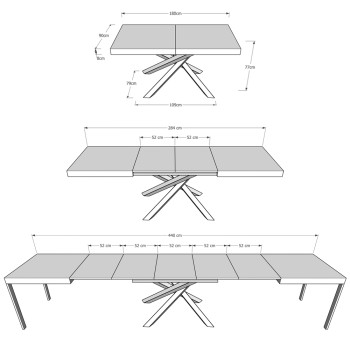 Mesa Volantis Evolution Estructura Antracita - Mesa extensible 90x180/440 cm Volantis Evolution Estructura Antracita Fresno Blanco