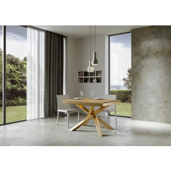 Mesa Volantis Evolution estructura Oro - Mesa extensible 90x120/224 cm Volantis Evolution Blanco Fresno estructura Oro