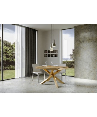 Mesa Volantis Evolution estructura Oro - Mesa extensible 90x120/380 cm Volantis Evolution Estructura Oro Fresno Blanco