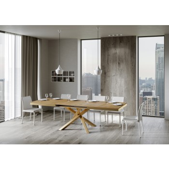 Mesa Volantis Evolution estructura Oro - Mesa extensible 90x160/264 cm Volantis Evolution Estructura Oro Fresno Blanco