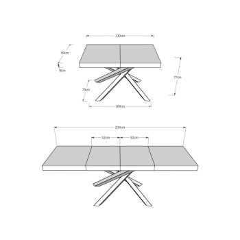 Mesa Volantis Premium Estructura Antracita - Mesa extensible 90x130/234 cm Volantis Premium Estructura Antracita Fresno Blanco