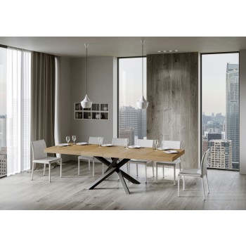 Mesa Volantis Premium estructura Antracita - Mesa extensible 90x180/284 cm Volantis Premium Estructura Antracita Fresno Blanco