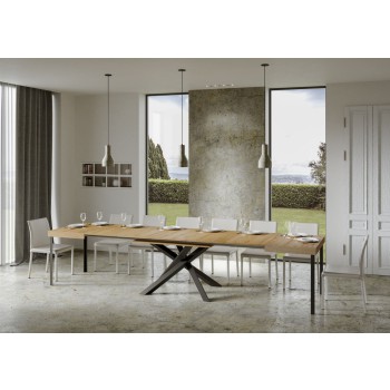 Mesa Volantis Estructura Antracita - Mesa extensible 90x130/390 cm Volantis Estructura Antracita Fresno Blanco