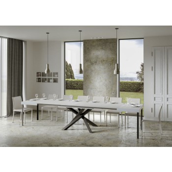 Mesa Volantis Estructura Antracita - Mesa extensible 90x130/390 cm Volantis Estructura Antracita Fresno Blanco