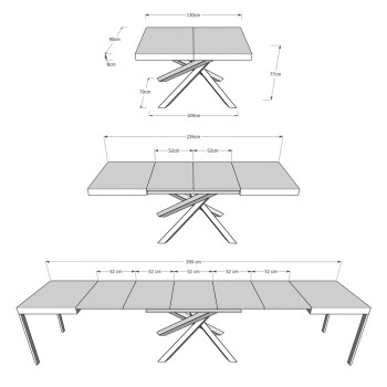 Mesa Volantis Estructura Antracita - Mesa extensible 90x130/390 cm Volantis Estructura Antracita Fresno Blanco