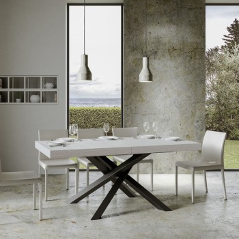 Mesa Volantis Estructura Antracita - Mesa extensible 90x160/264 cm Volantis Estructura Antracita Fresno Blanco