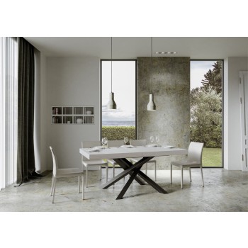 Mesa Volantis Estructura Antracita - Mesa extensible 90x160/264 cm Volantis Estructura Antracita Fresno Blanco