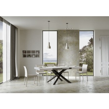 Mesa Volantis Estructura Antracita - Mesa extensible 90x160/264 cm Volantis Estructura Antracita Fresno Blanco