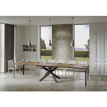 Mesa Volantis Estructura Antracita - Mesa extensible 90x160/420 cm Volantis Estructura Antracita Fresno Blanco