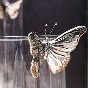 Florero de vidrio transparente Mariposa de cerámica