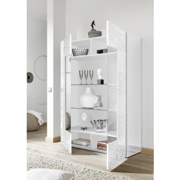 Vitrina 2 puertas en cristal MIRO 121x166x43 cm color blanco