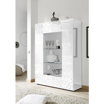 Vitrina 2 puertas en cristal MIRO 121x166x43 cm color blanco