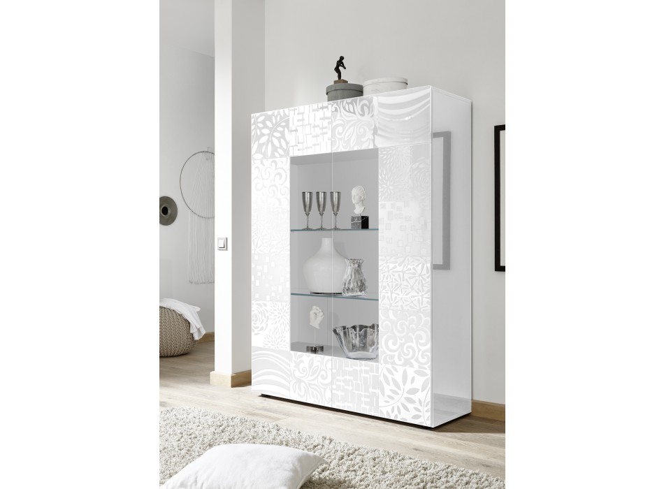 Vitrina 2 puertas en cristal MIRO 121x166x43 cm color blanco