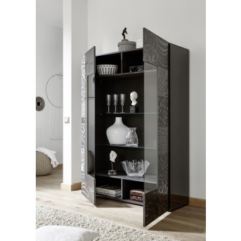 Vitrina de 2 puertas en cristal MIRO 121x166x43 cm en color gris