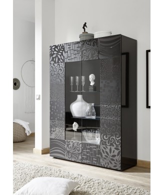 Vitrina de 2 puertas en cristal MIRO 121x166x43 cm en color gris