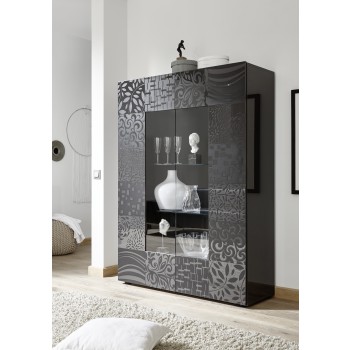 Vitrina de 2 puertas en cristal MIRO 121x166x43 cm en color gris