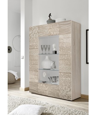 Vitrina 2 puertas en cristal MIRO 121x166x43 cm color roble