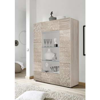 Vitrina 2 puertas en cristal MIRO 121x166x43 cm color roble