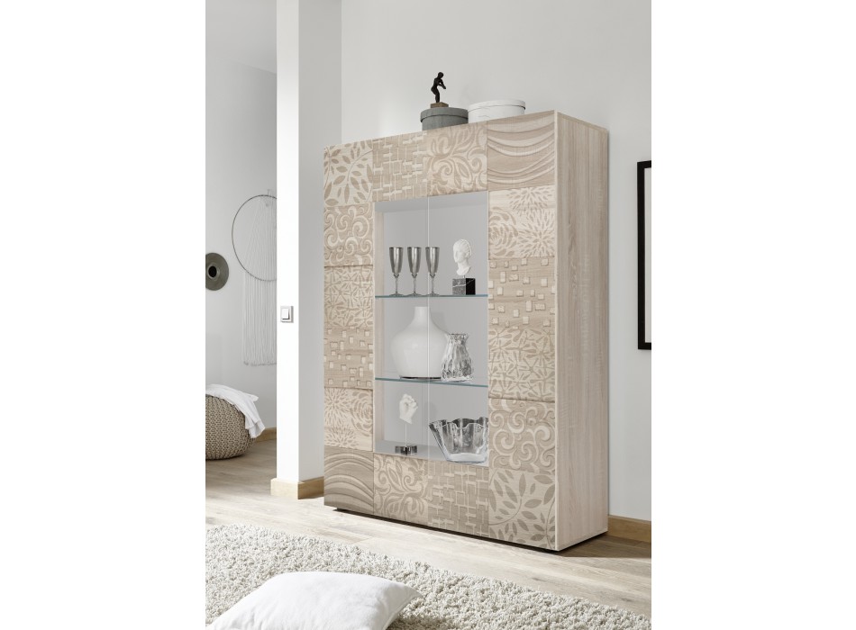 Vitrina 2 puertas en cristal MIRO 121x166x43 cm color roble