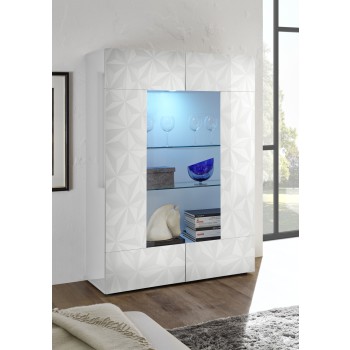 Vitrina de 2 puertas en cristal PRISMA blanco