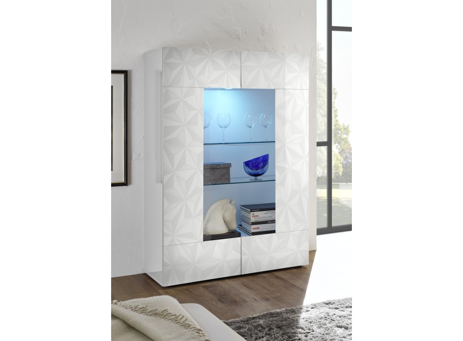 Vitrina de 2 puertas en cristal PRISMA blanco