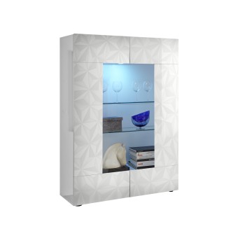 Vitrina de 2 puertas en cristal PRISMA blanco